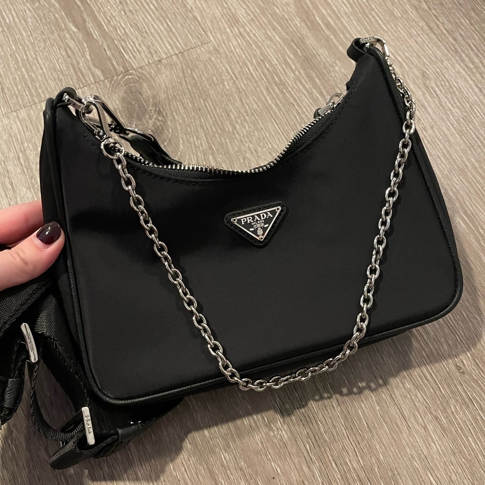 Trendy Black Nylon Crossbody Purse